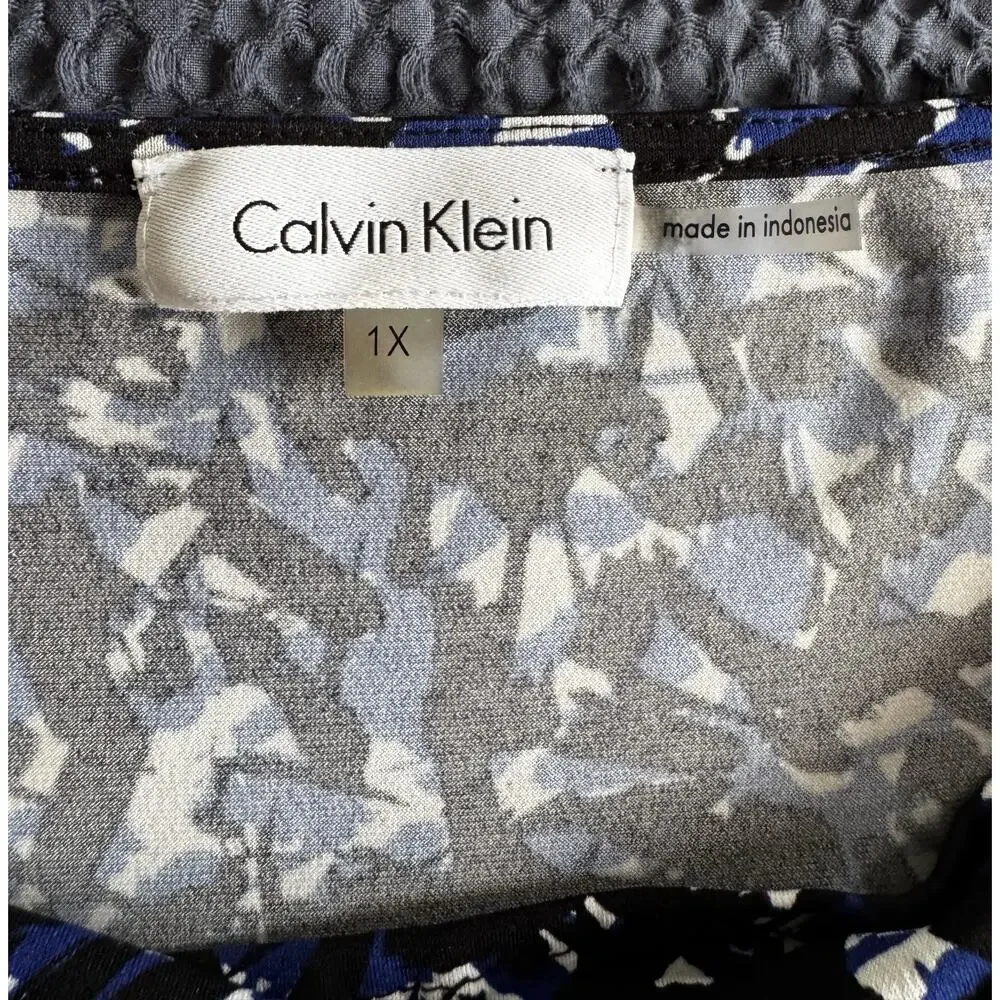 Calvin Klein Women's Sleeveless Print Drape Front Top Size 1X EUC